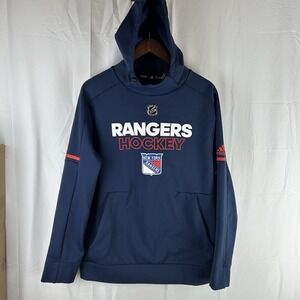 Adidas New York Rangers Climawarm Blue Hoodie Pullover NHL Hockey‎ Size Medium